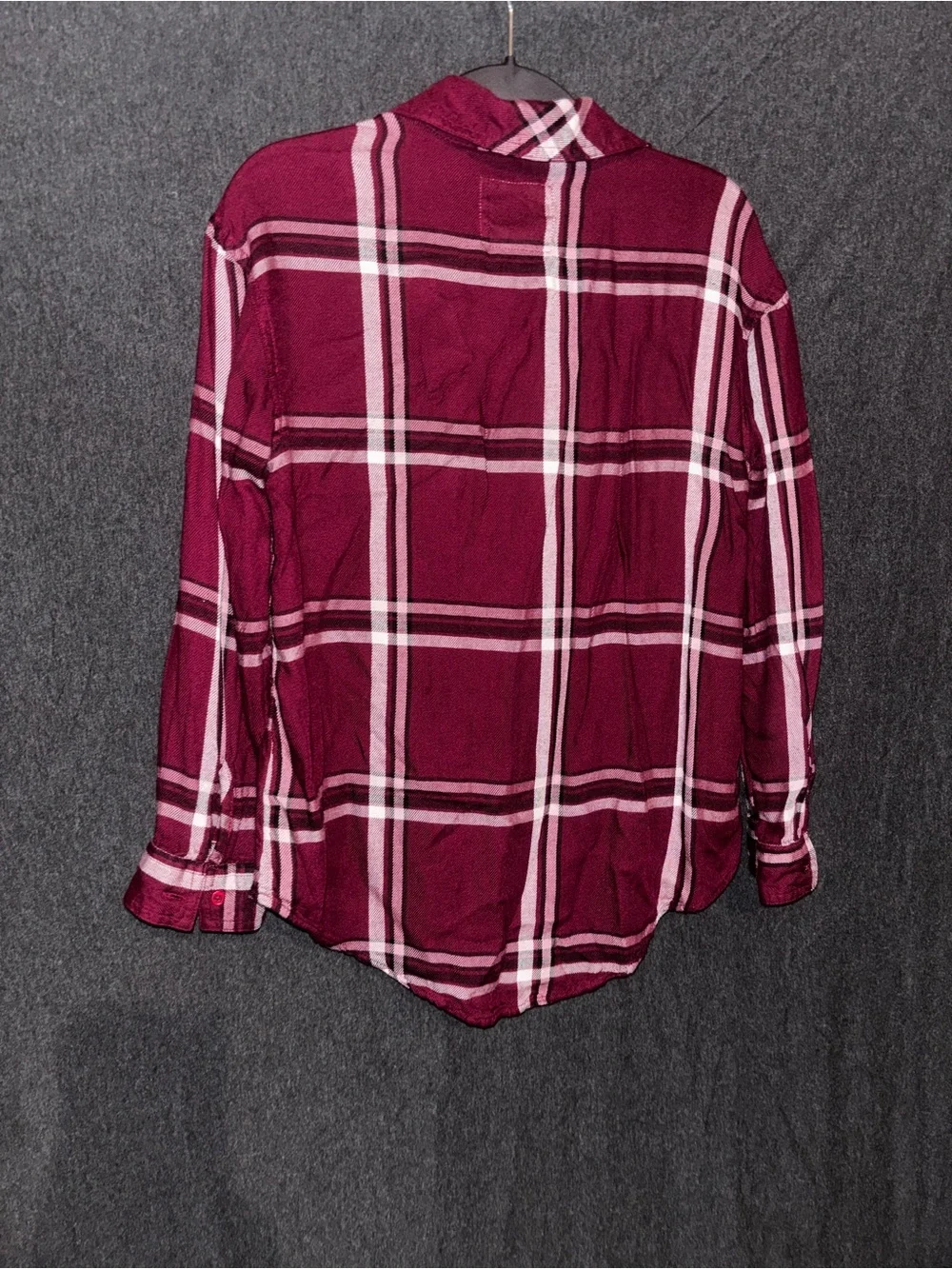 Justice Girls Burgundy Plaid Jean-Style Jacket